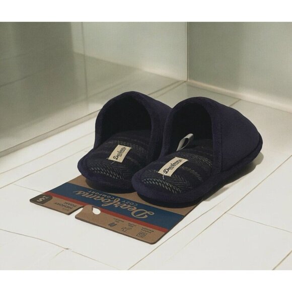 Dearfoams Mens Cozy Comfort Memory Foam Gone Fishin Slippers Size S 7/8 Blue - Picture 9 of 16